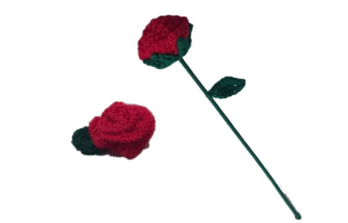 Knitted Red Rose